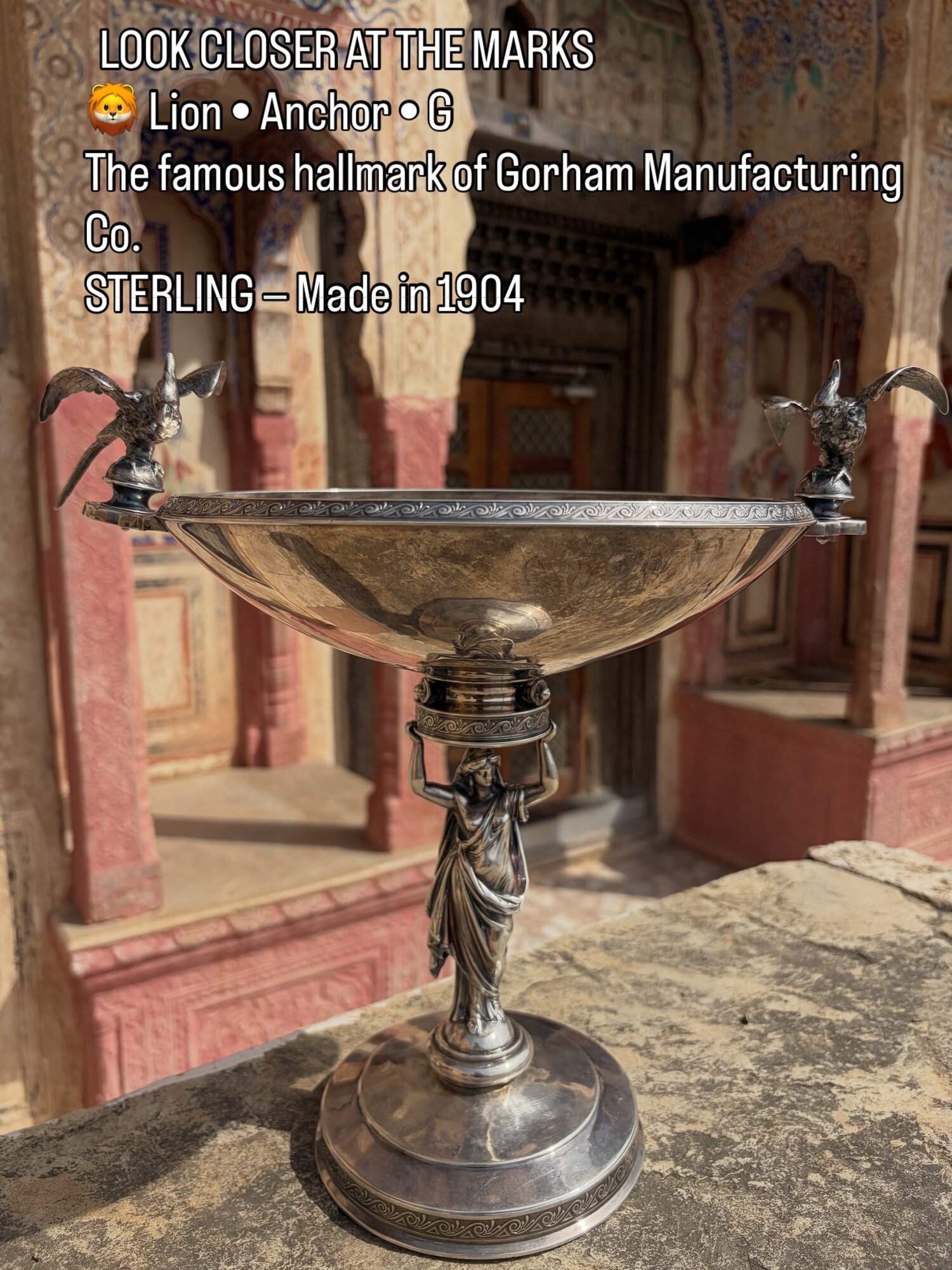 Gorham Sterling Figural Compote, 1904, view 2
