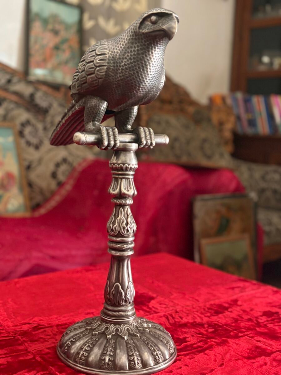 Antique Falcon on a Pedestal Perch