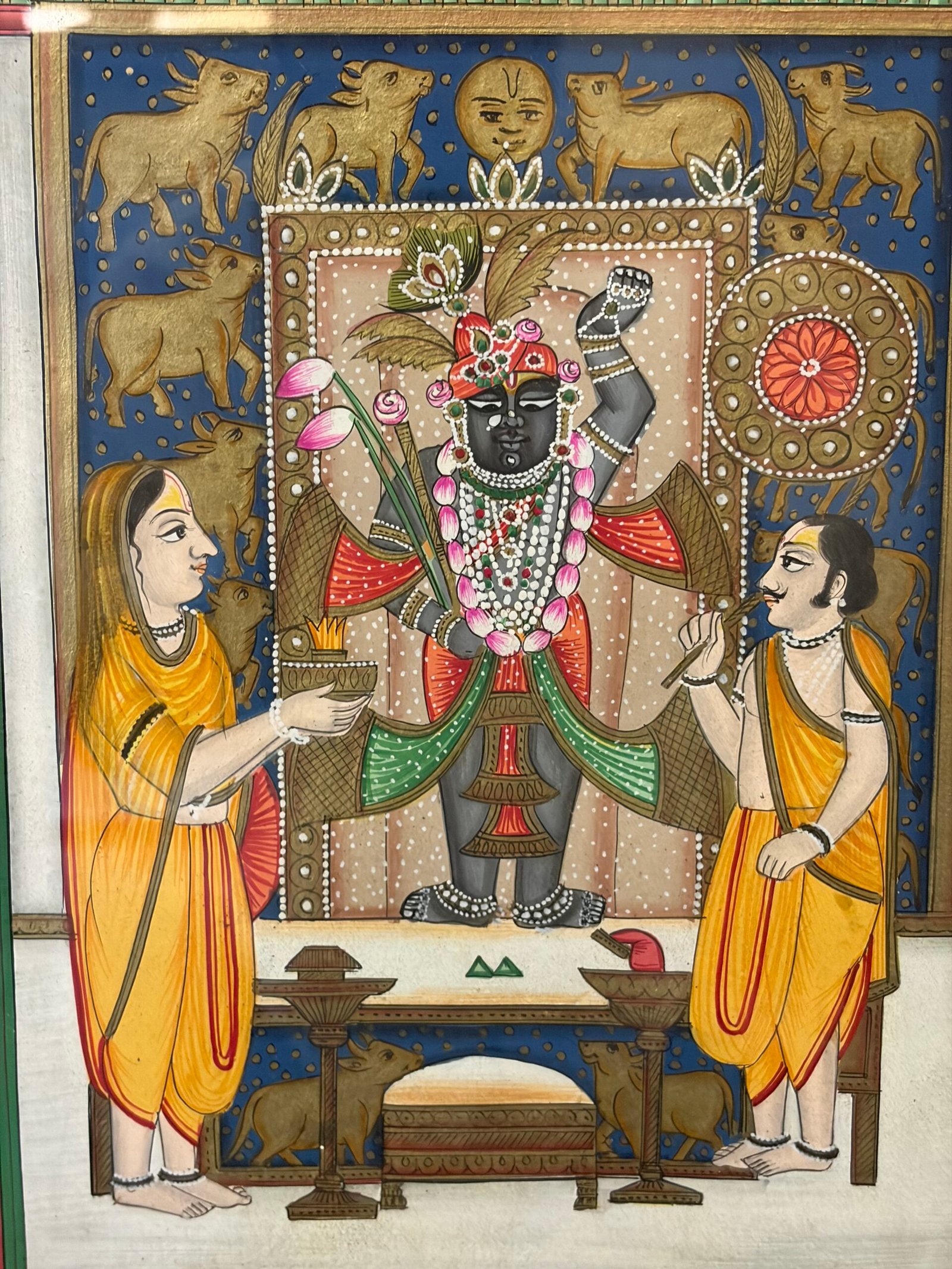 Shrinathji Painting with Gopis and Cows