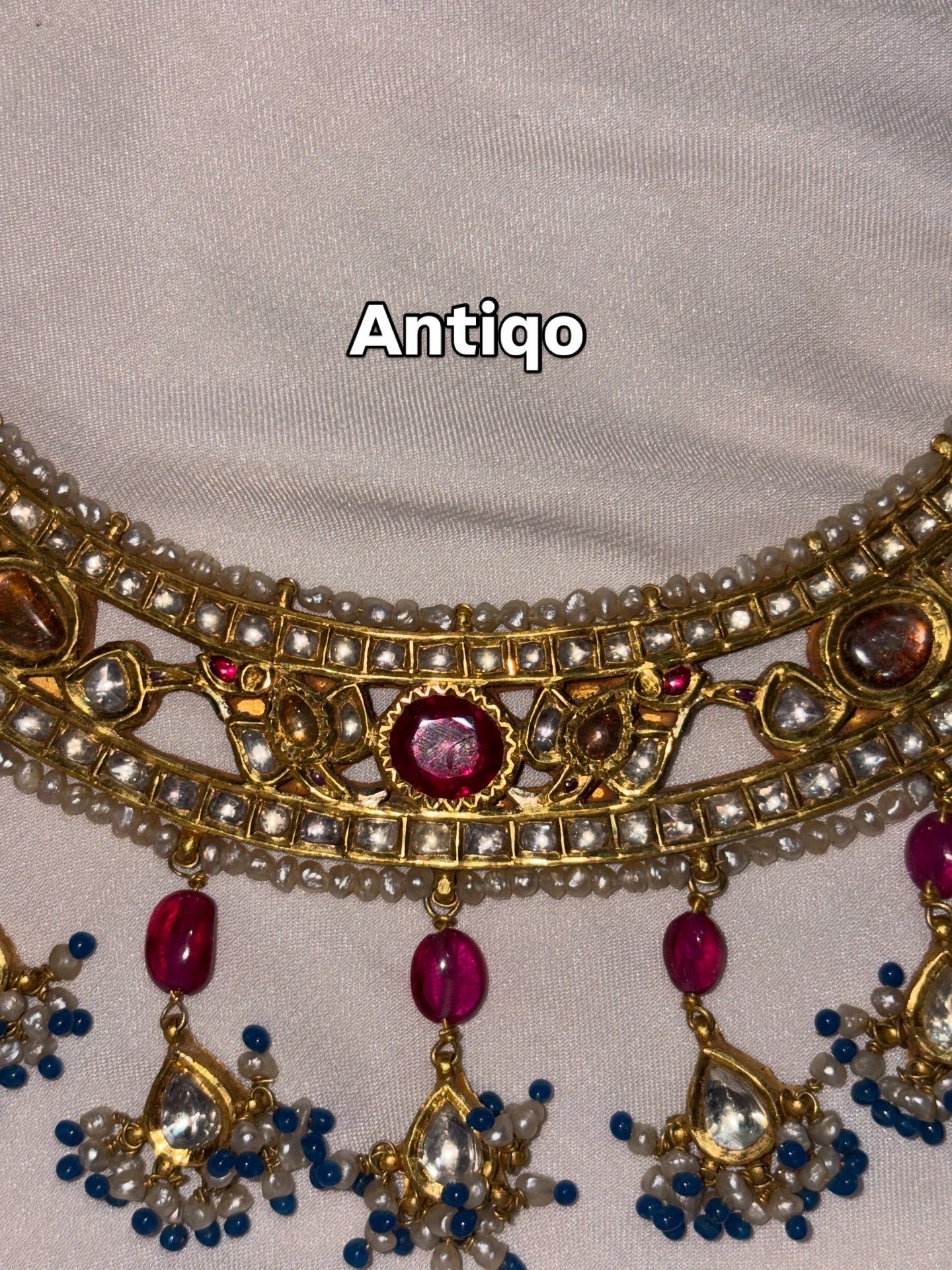 Jadau Kundan Hasli with Pearl Drops, view 4