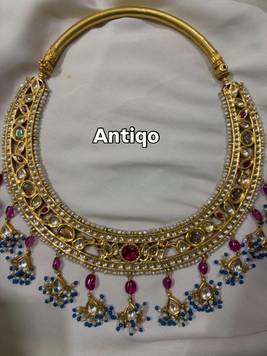 Jadau kundan hasli with Basra pearls
